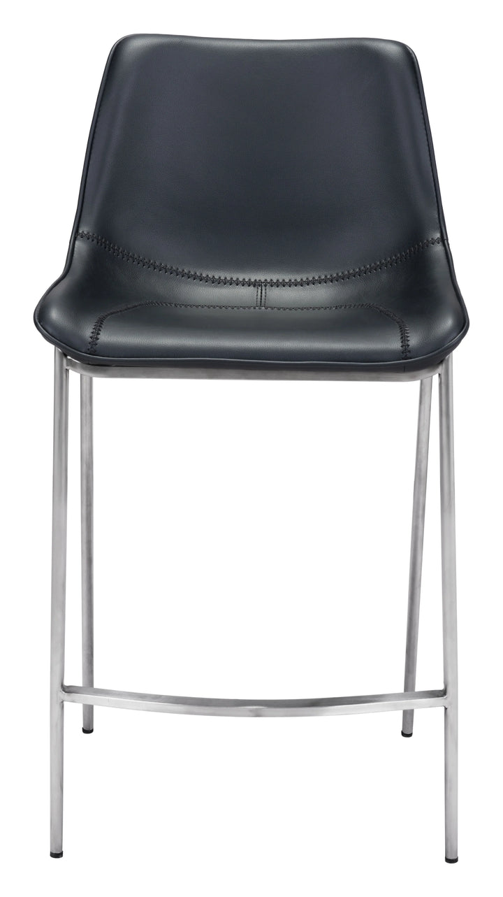 Magnus Counter Stool (Set of 2) Black & Silver - AmericanHomeFurniture