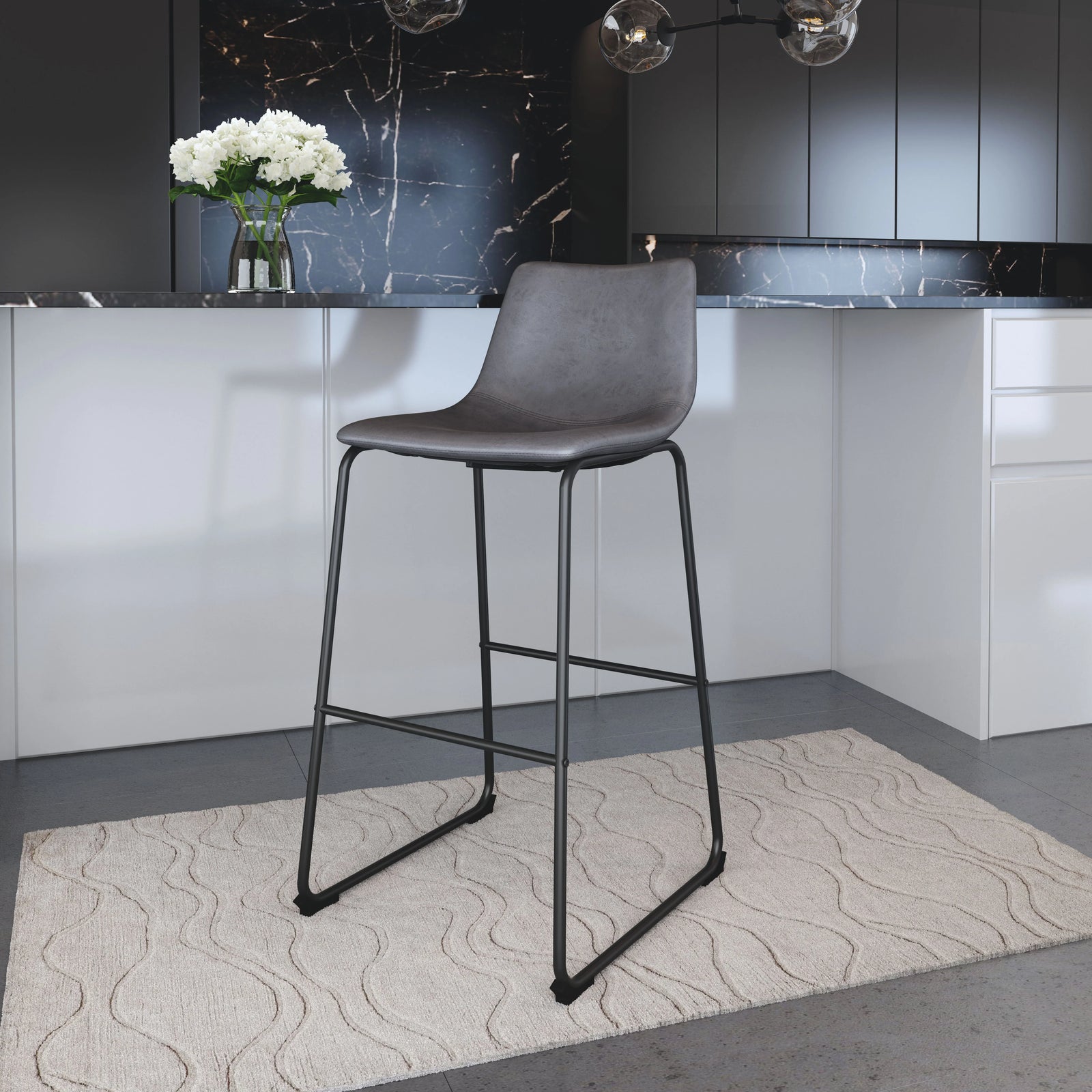 Zuo Smart Barstool (Set of 2) Charcoal BAR STOOLS + COUNTER STOOLS