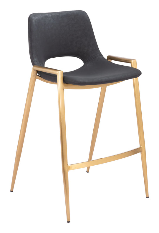 Zuo Desi Counter Stool (Set of 2) Black & Gold BAR STOOLS + COUNTER STOOLS