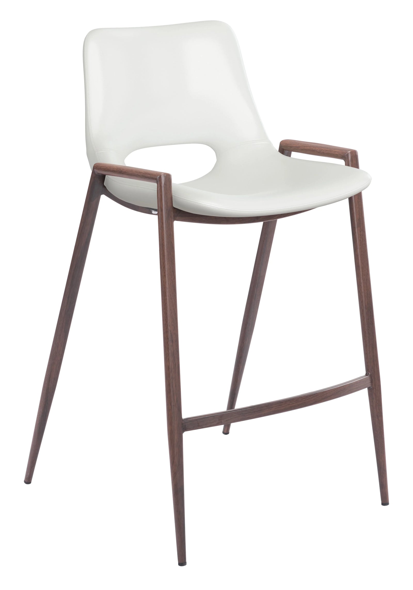 Zuo Desi Counter Stool (Set of 2) White & Walnut BAR STOOLS + COUNTER STOOLS