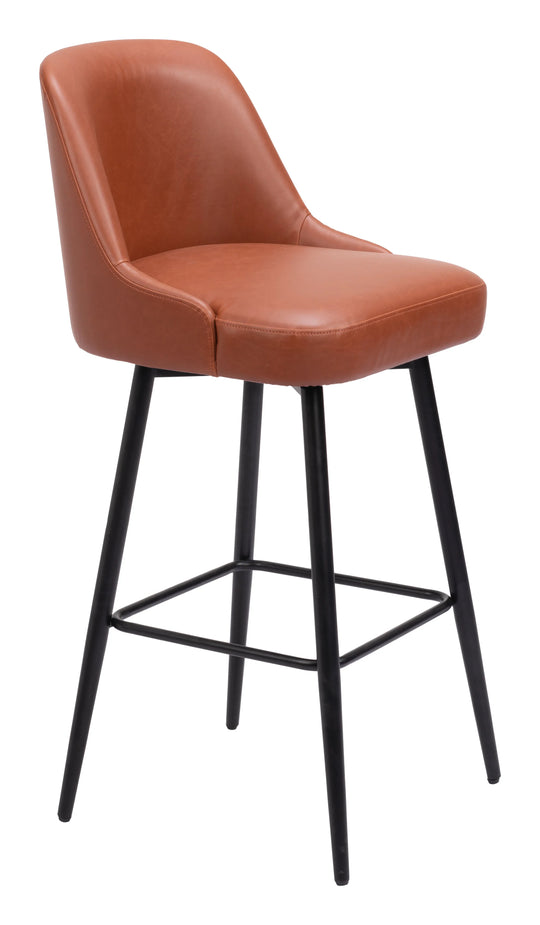 Zuo Keppel Swivel Barstool Brown BAR STOOLS + COUNTER STOOLS