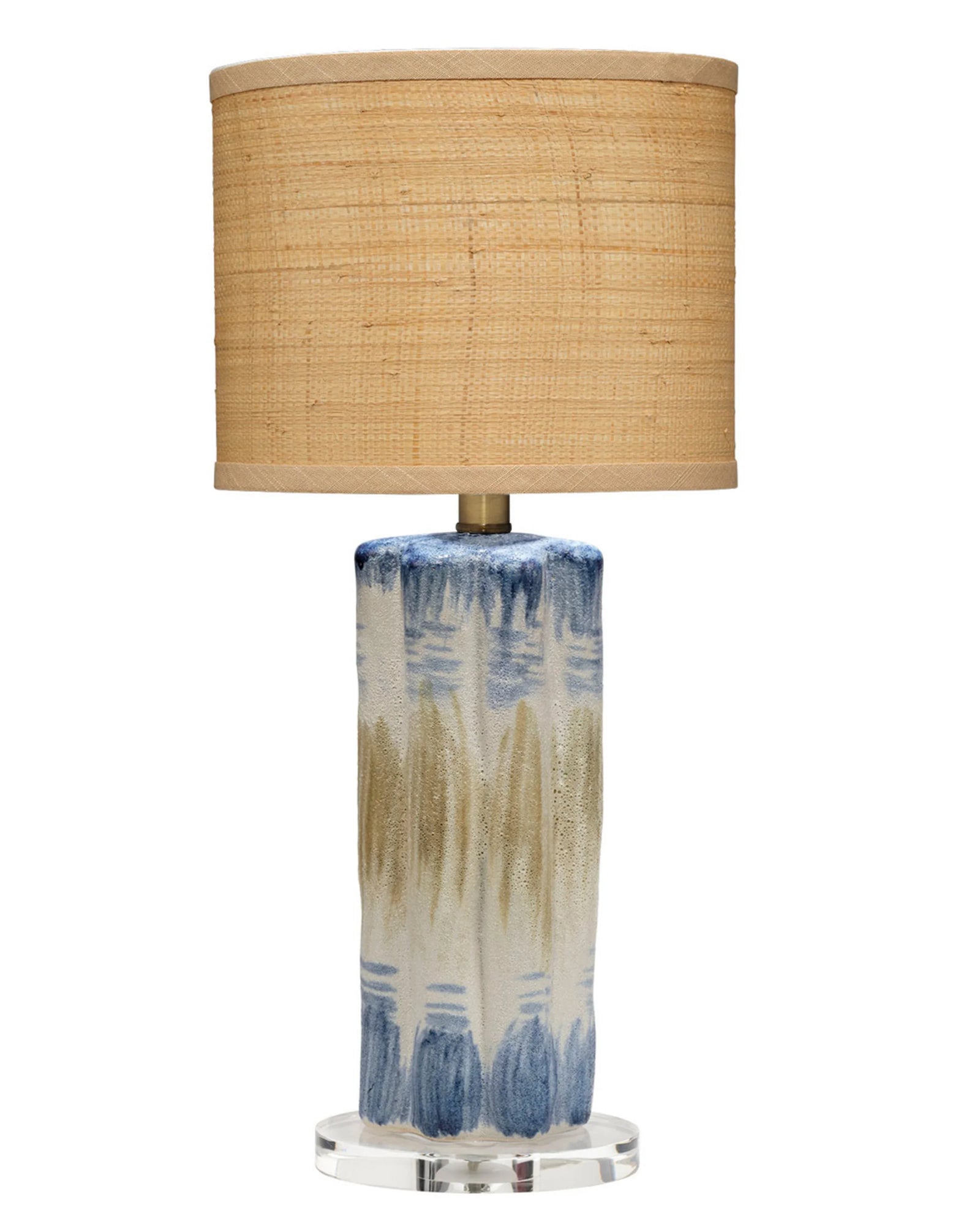 Jamie Young Abstract Ceramic Table Lamp with Raffia Shade TABLE LAMPS