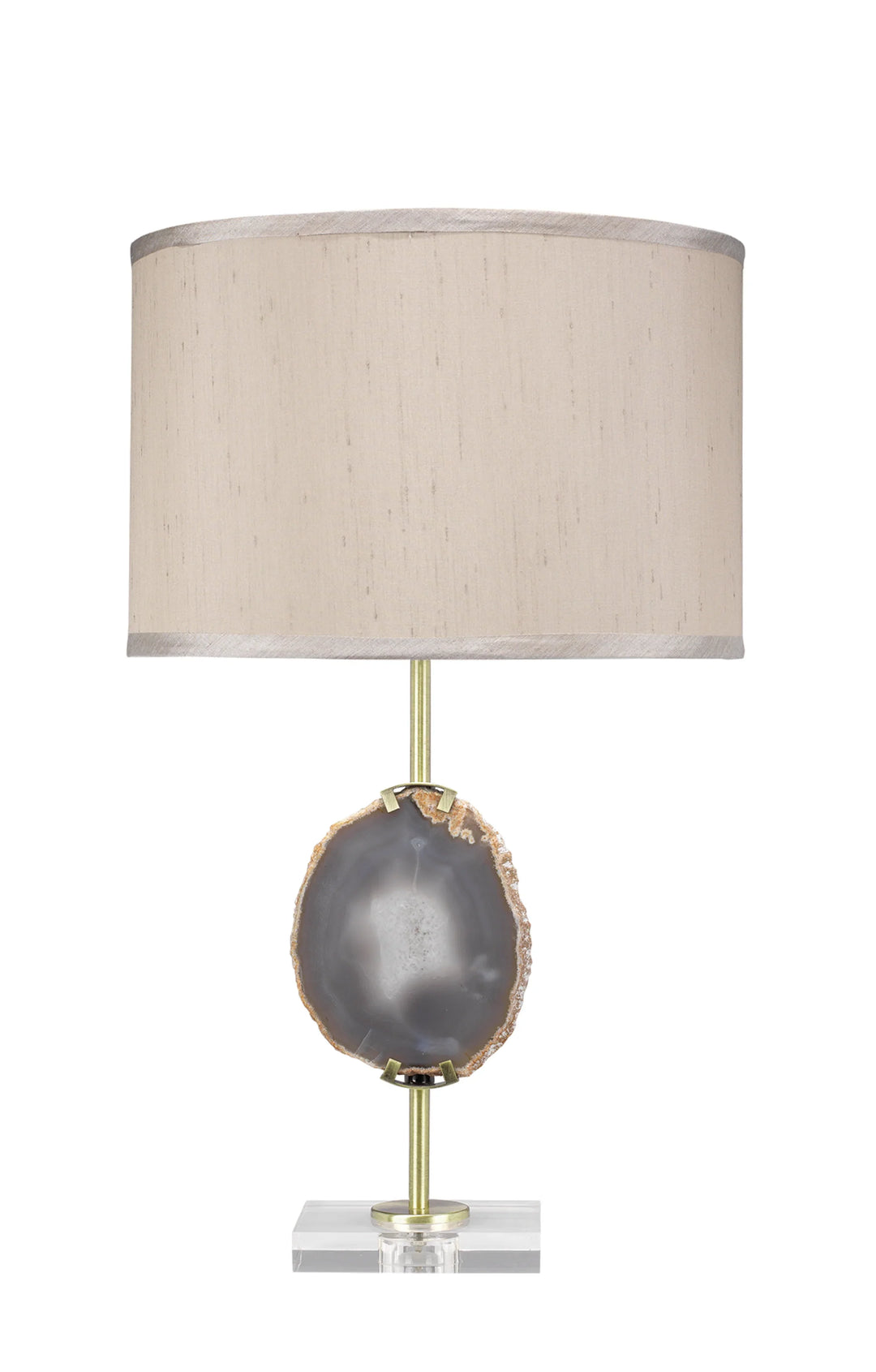 Agate Slice Table Lamp with Linen Shade - AmericanHomeFurniture