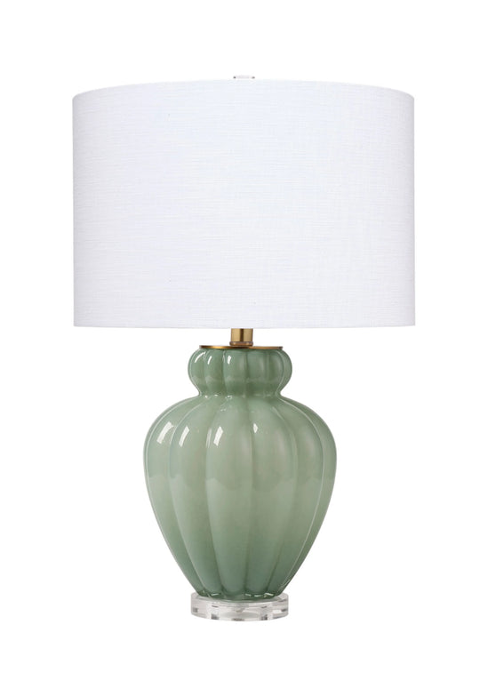 Jamie Young Agnes Blown Glass Table Lamp with Linen Shade, Celadon TABLE LAMPS