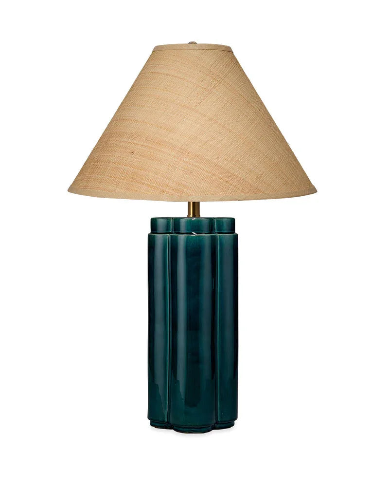 Allister Ceramic Table Lamp with Raffia Shade - AmericanHomeFurniture