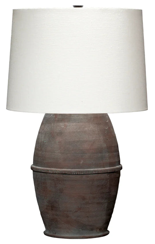 Jamie Young Antiquity Ceramic Table Lamp with Linen Shade TABLE LAMPS