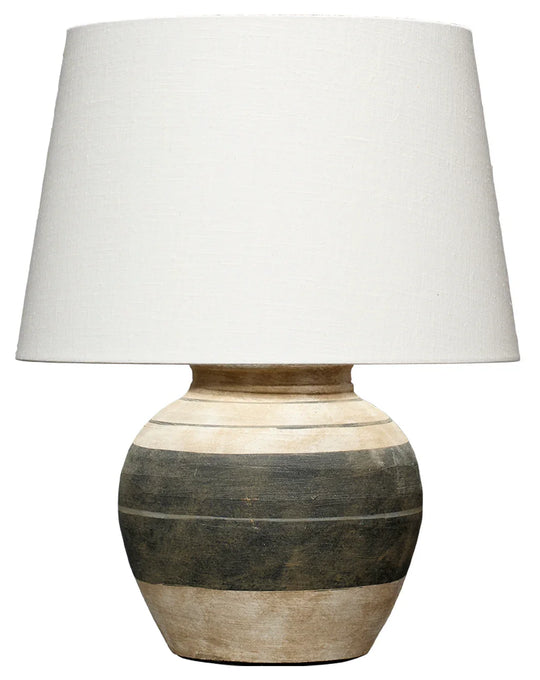 Jamie Young Bernard Ceramic Table Lamp with Linen Shade TABLE LAMPS
