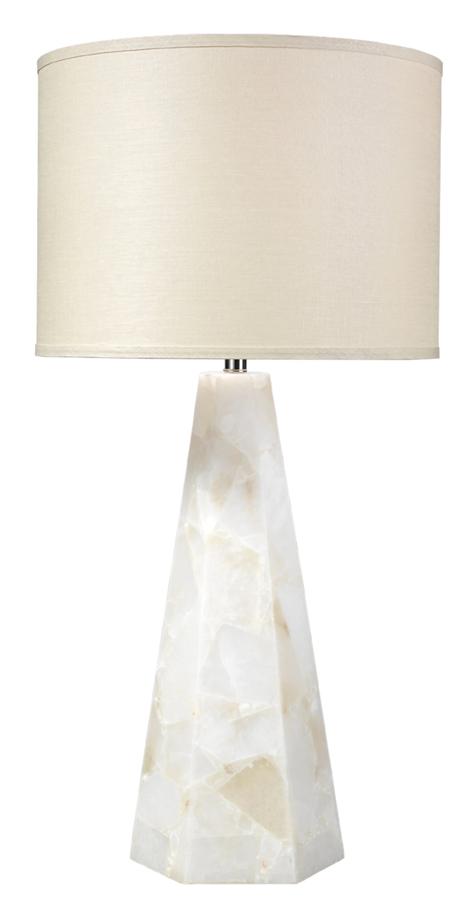 Jamie Young Borealix Alabaster Hexagon Table Lamp with Linen Shade TABLE LAMPS