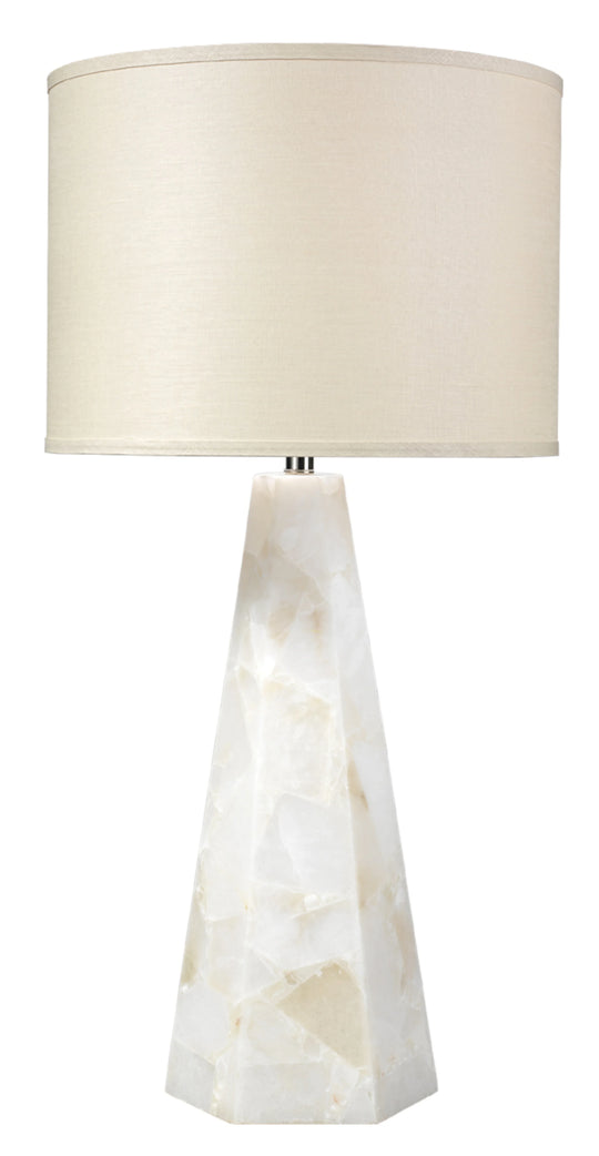 Jamie Young Borealix Alabaster Hexagon Table Lamp with Linen Shade TABLE LAMPS