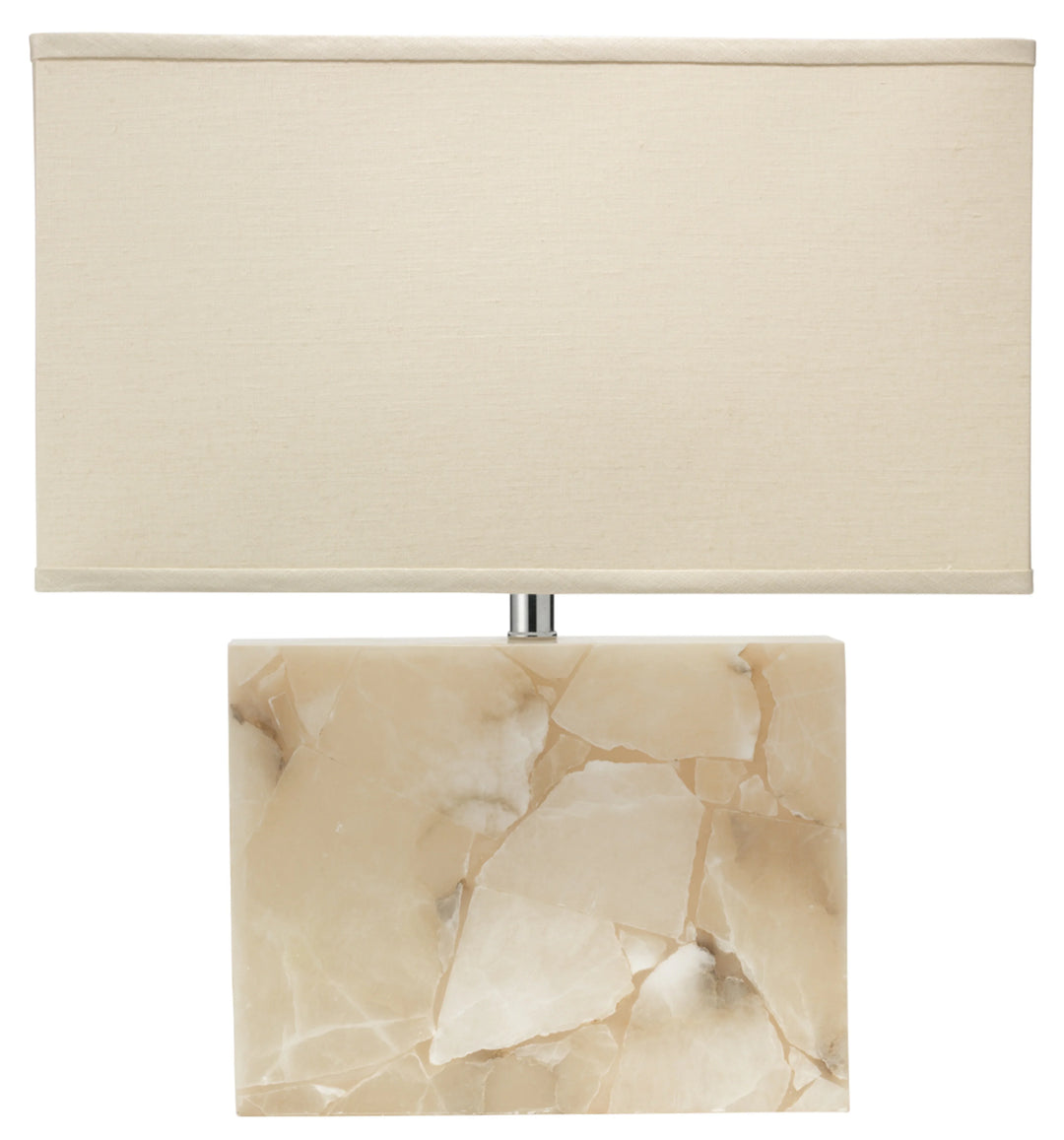 Borealis Alabaster Table Lamp with Linen Shade - AmericanHomeFurniture