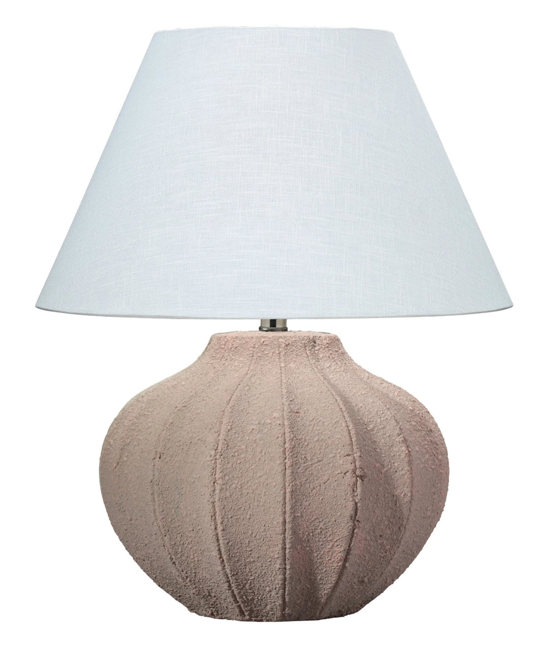 Clamshell Ceramic Table Lamp with Linen Shade - AmericanHomeFurniture