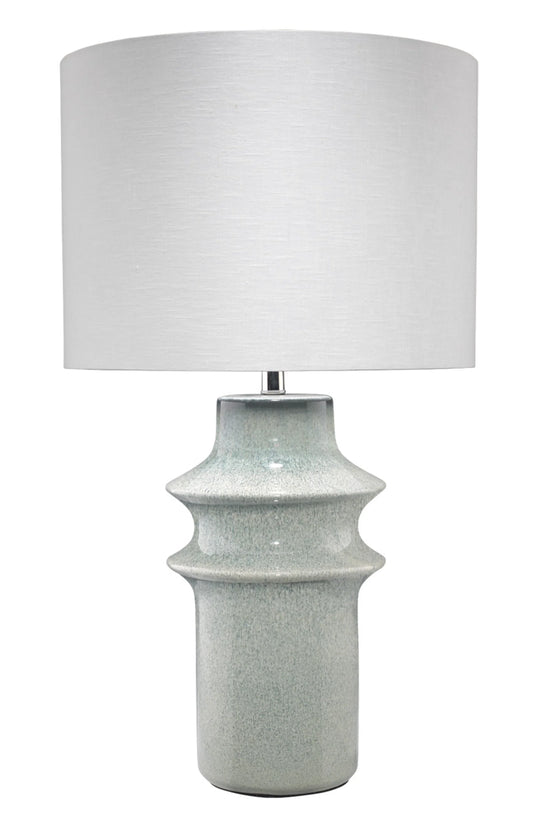 Jamie Young Cymbals Ceramic Table Lamp with Linen Shade TABLE LAMPS