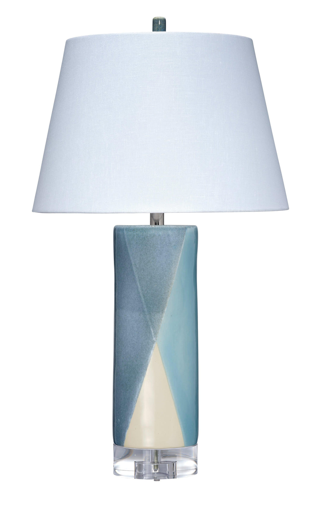 Diamond Ceramic Table Lamp with Linen Shade - AmericanHomeFurniture