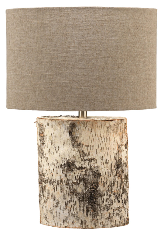 Jamie Young Forrester Birch Wood Table Lamp with Linen Shade TABLE LAMPS