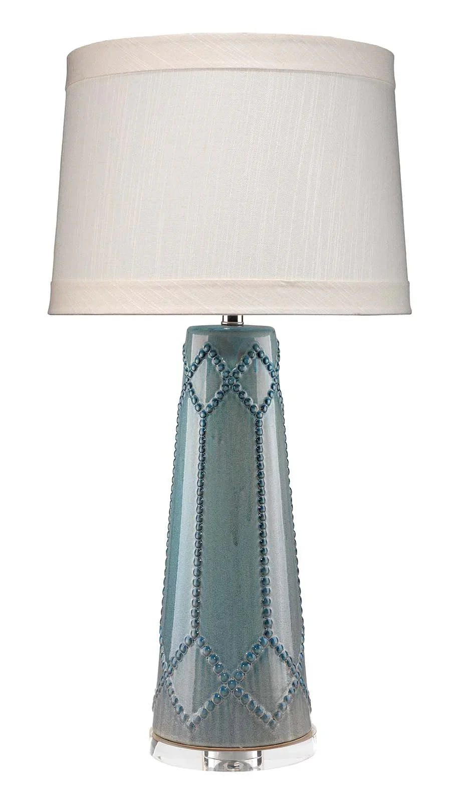 Hobnail Ceramic Table Lamp with Linen Shade - AmericanHomeFurniture