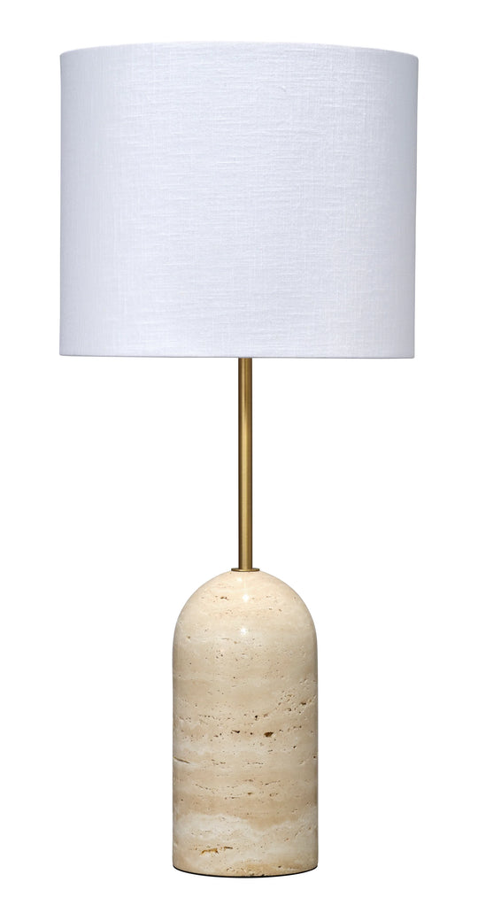 Jamie Young Holt Travertine Table Lamp with Linen Shade TABLE LAMPS