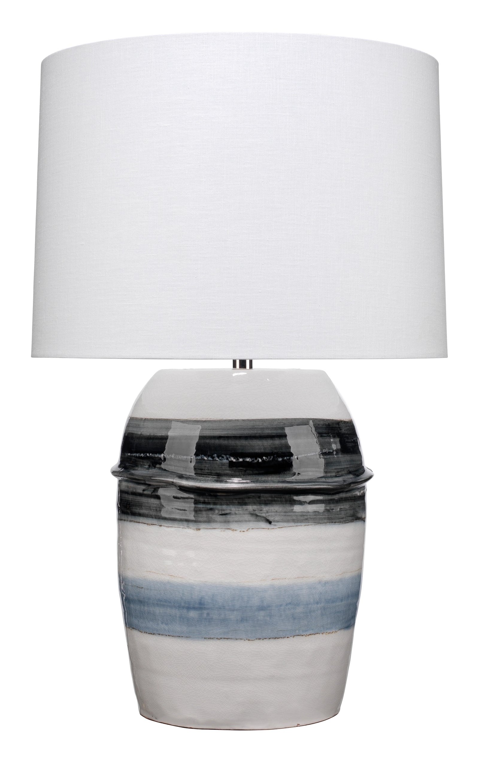 Jamie Young Horizon Striped Ceramic Table Lamp with Linen Shade TABLE LAMPS