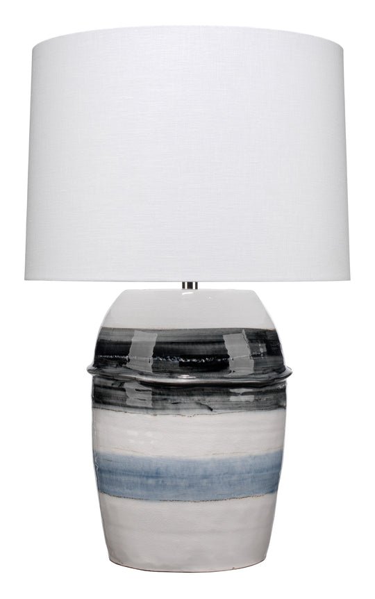 Jamie Young Horizon Striped Ceramic Table Lamp with Linen Shade TABLE LAMPS