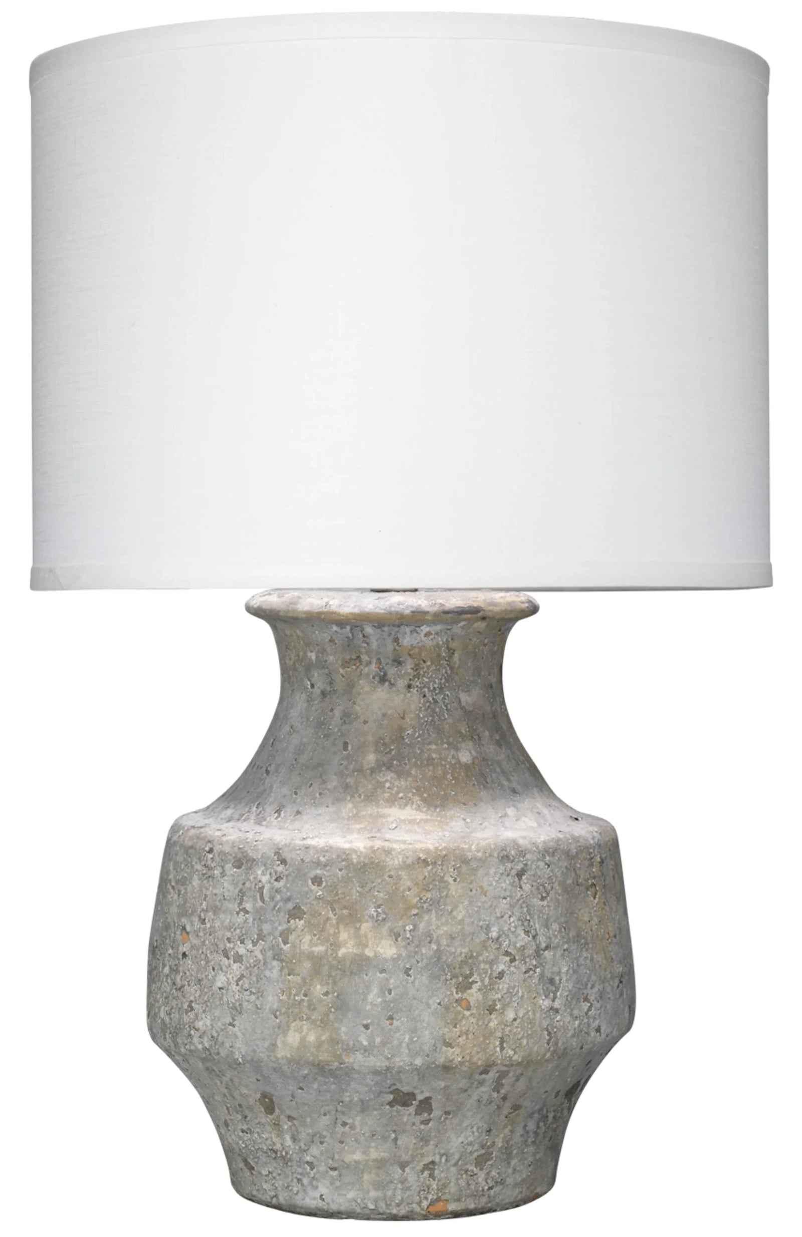 Jamie Young Masonry Ceramic Table Lamp with Linen Shade, Grey TABLE LAMPS