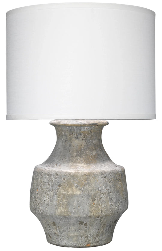 Jamie Young Masonry Ceramic Table Lamp with Linen Shade, Grey TABLE LAMPS