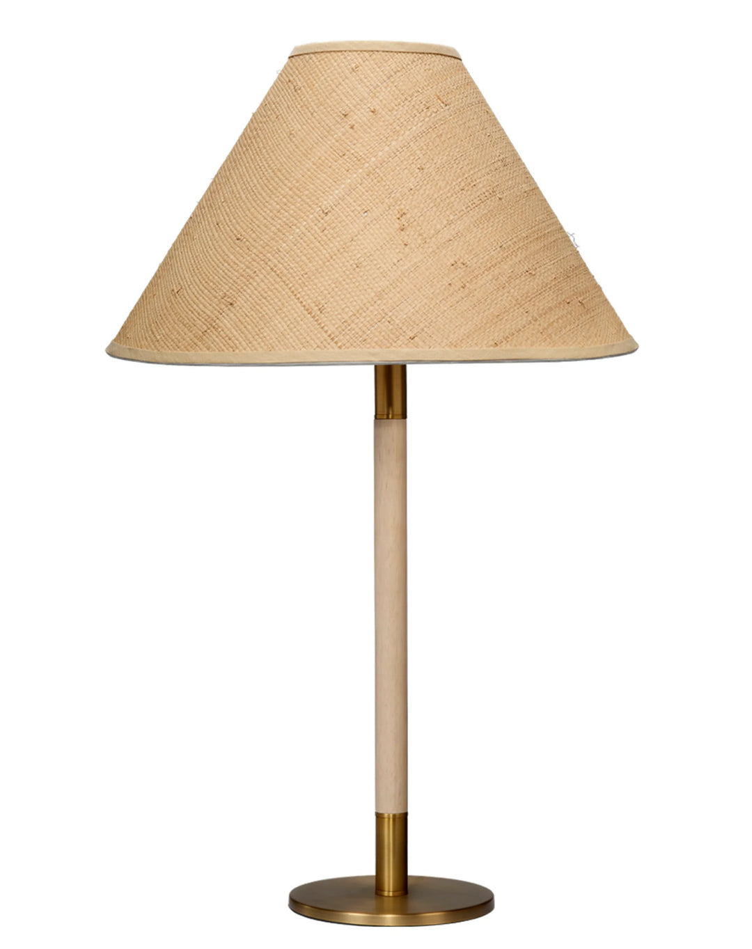 Morgana Wood and Metal Table Lamp with Raffia Shade - AmericanHomeFurniture