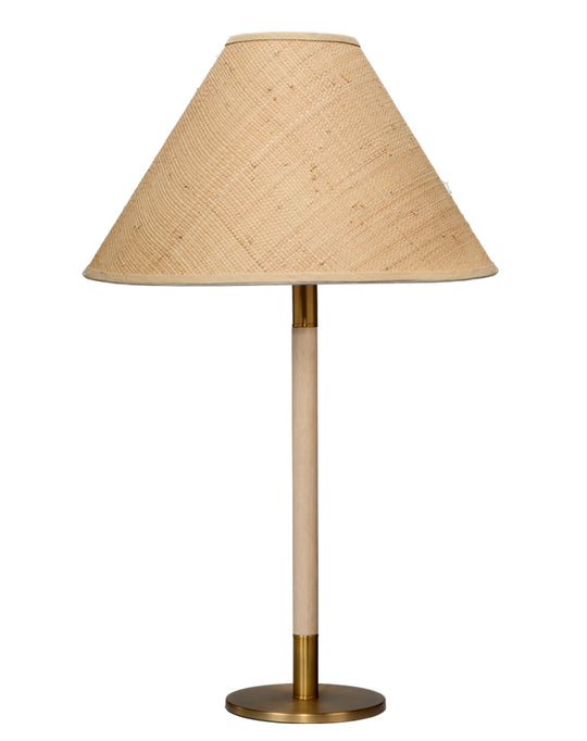 Jamie Young Morgana Wood and Metal Table Lamp with Raffia Shade TABLE LAMPS