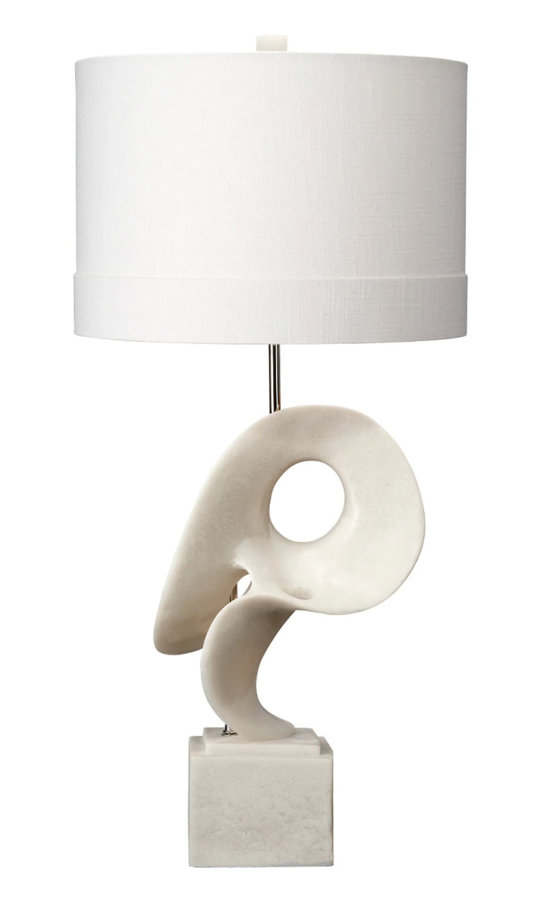 Obscure Table Lamp with Linen Shade, White - AmericanHomeFurniture