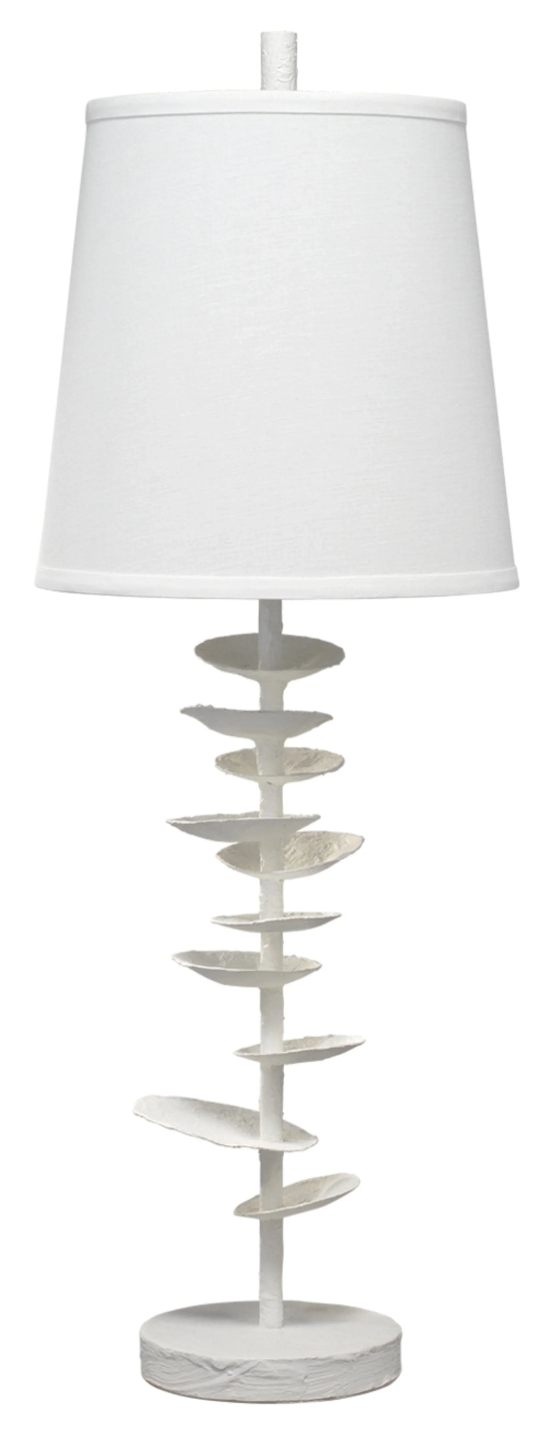 Petals Gesso Table Lamp with Linen Shade - AmericanHomeFurniture