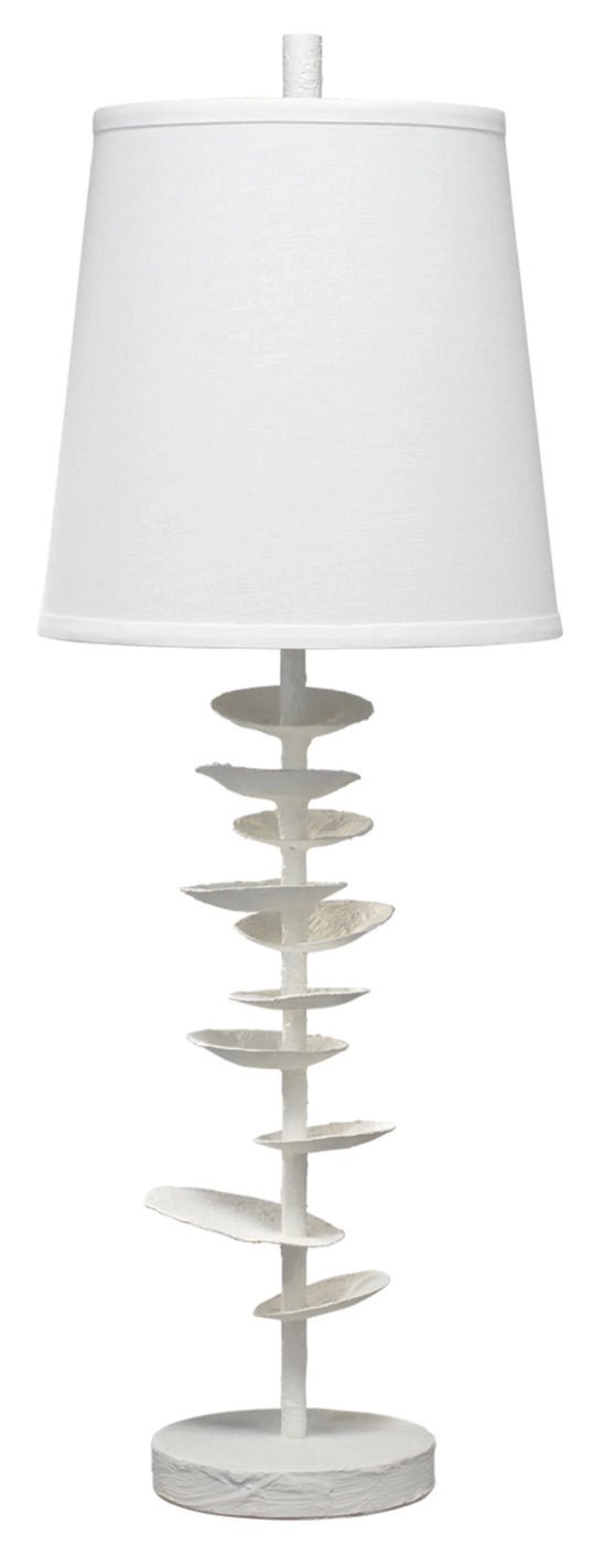 Jamie Young Petals Gesso Table Lamp with Linen Shade TABLE LAMPS