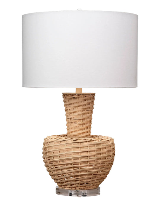 Jamie Young Portobello Rattan Table Lamp with Linen Shade TABLE LAMPS