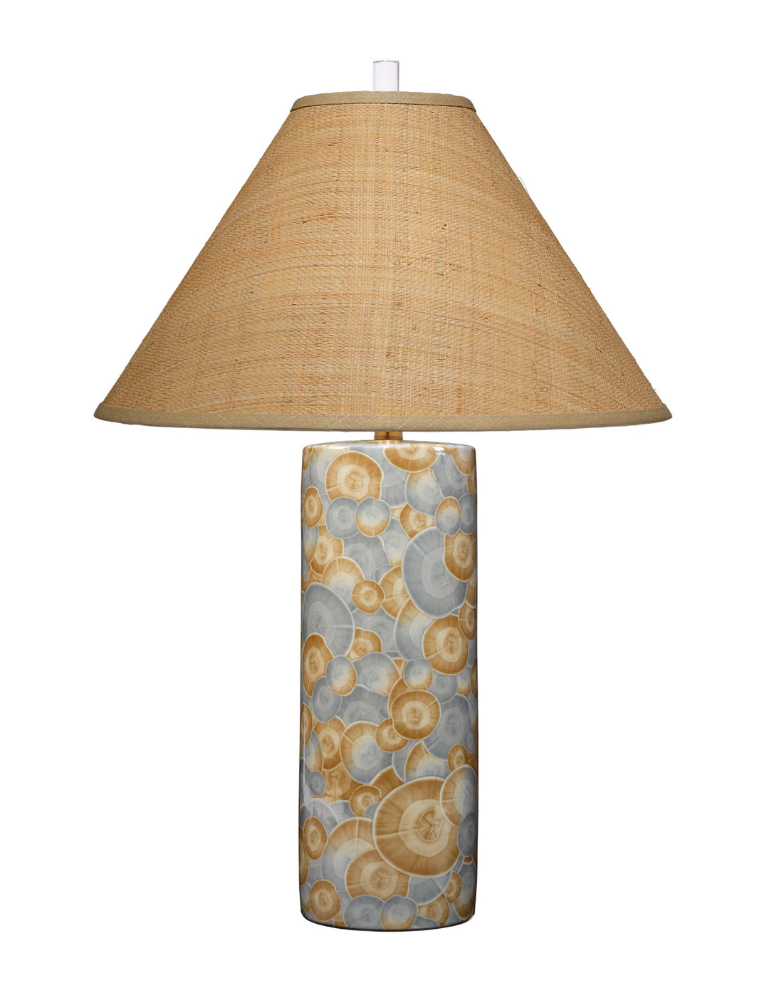 Serene Ceramic Table Lamp with Raffia Shade - AmericanHomeFurniture