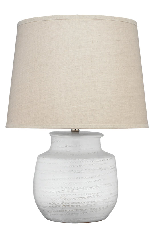 Jamie Young Trace Ceramic Table Lamp with Linen Shade TABLE LAMPS