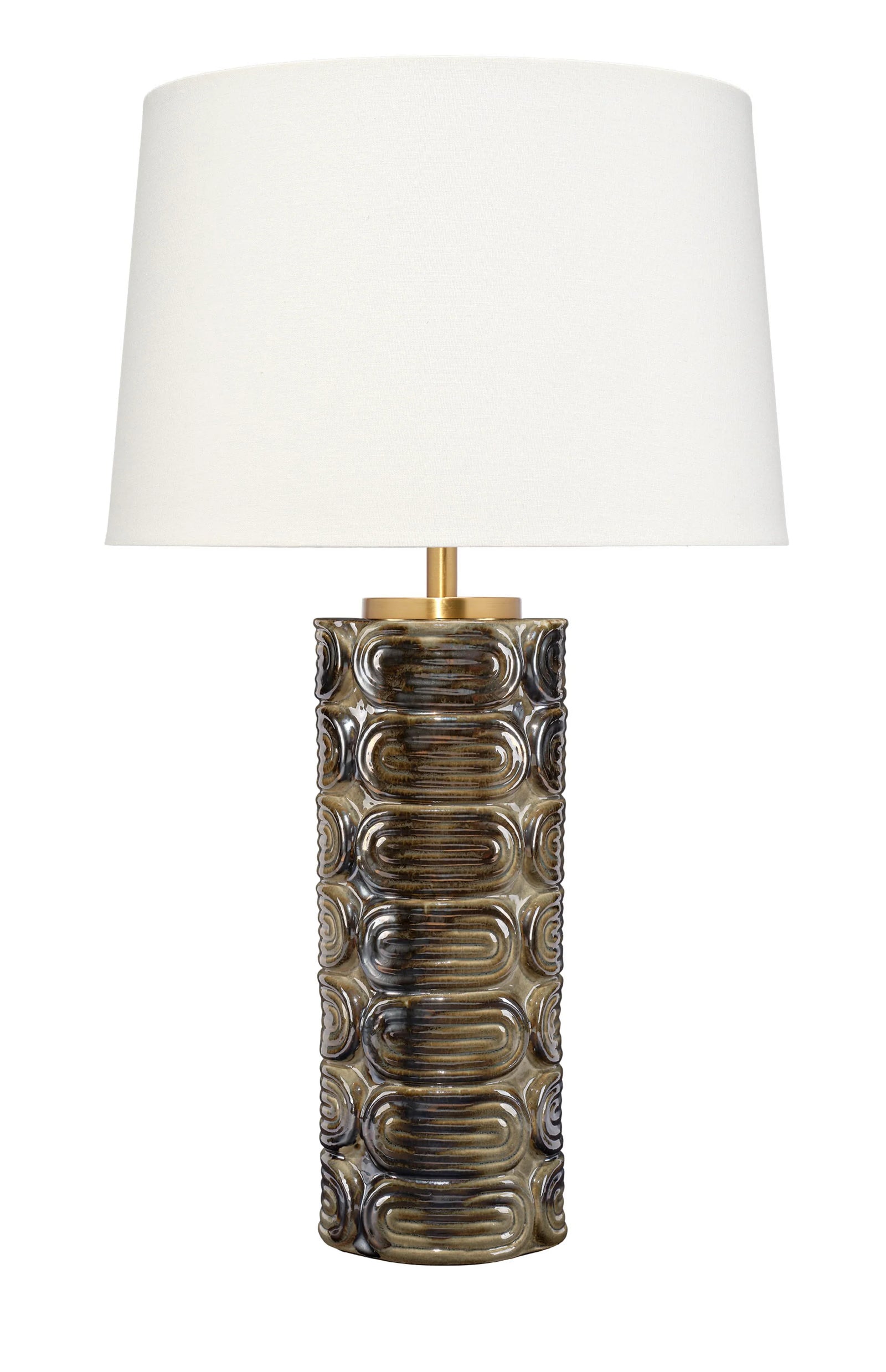 Jamie Young Wright Ceramic Table Lamp with Linen Shade TABLE LAMPS