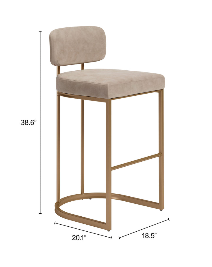 Velar Barstool (Set of 2) Beige & Bronze - 110851
