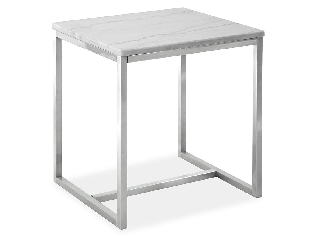 Esme White Marble And Brushed Nickel Rectangular End Table - T5763-03