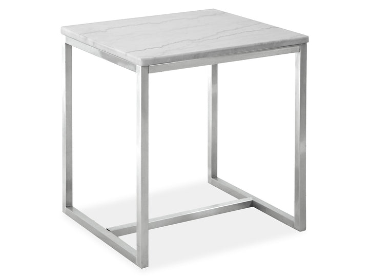 Esme White Marble And Brushed Nickel Rectangular End Table - T5763-03