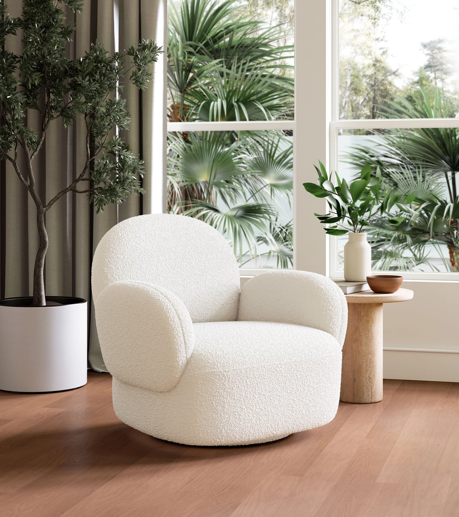 Zuo Pilka Swivel Chair White ACCENT + LOUNGE CHAIRS