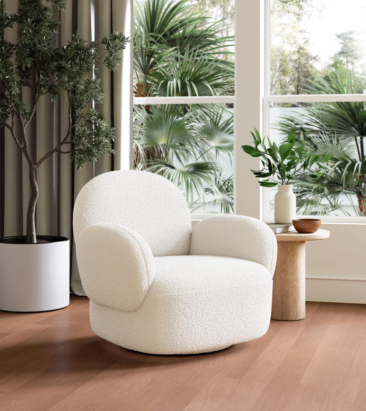 Pilka Swivel Chair White - AmericanHomeFurniture
