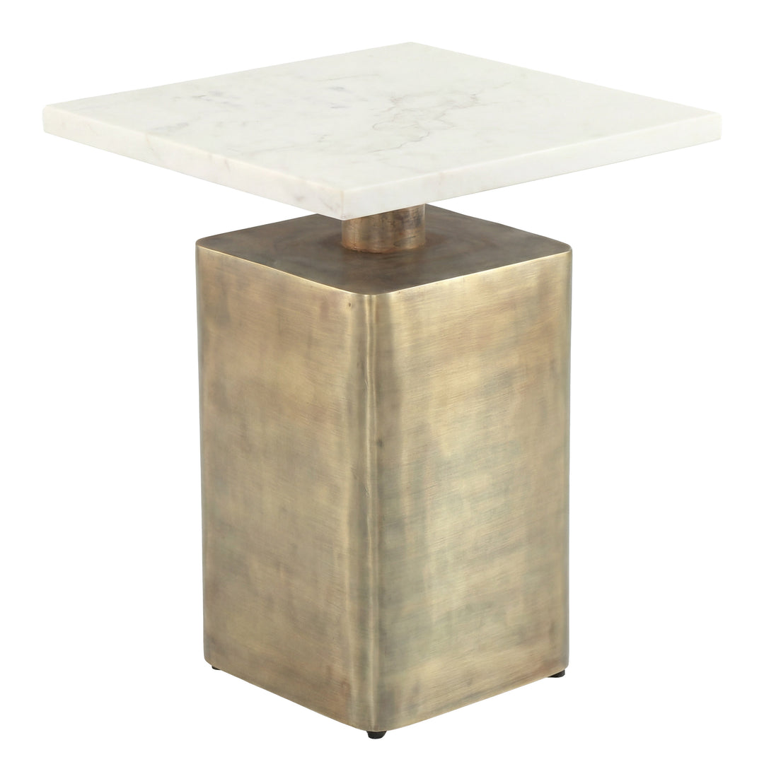 Nyra Side Table White & Brass - 110952