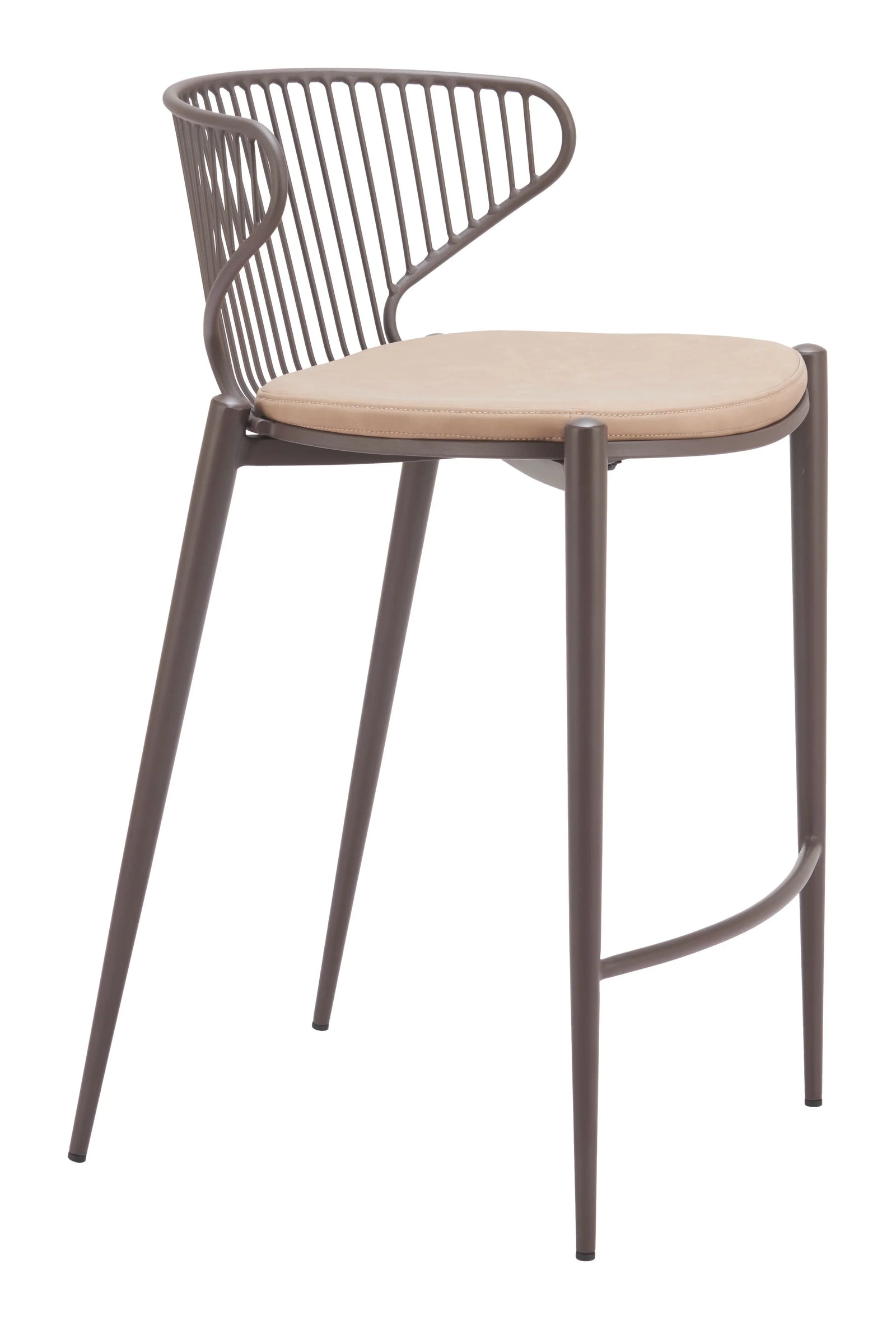 Zuo Silues Counter Stool (Set of 2) Taupe & Brown BAR STOOLS + COUNTER STOOLS