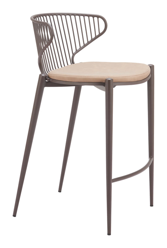 Zuo Silues Counter Stool (Set of 2) Taupe & Brown BAR STOOLS + COUNTER STOOLS