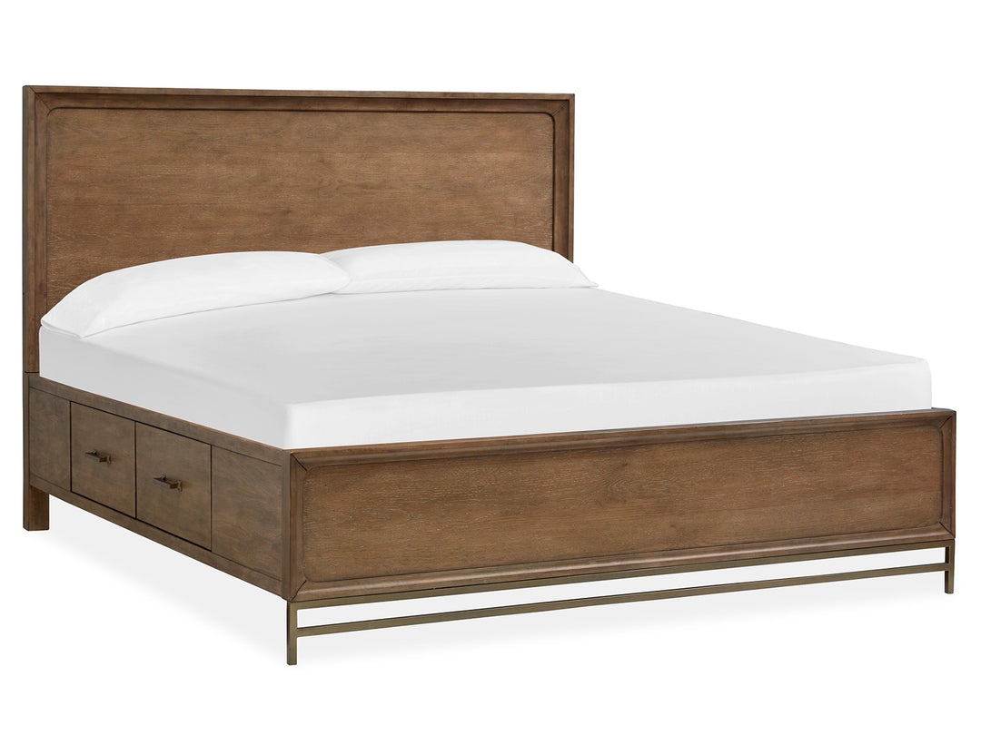 Lindon Belgian Wheat And Coffee Bean Queen Panel Storage Bed - B5570-54A