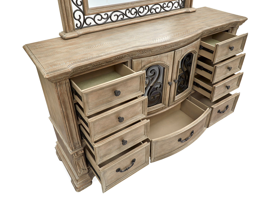 Marisol Fawn Drawer Dresser With Shaped Mirror - B5132-2045