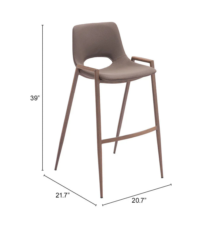 Desi Barstool (Set of 2) Brown & Walnut - AmericanHomeFurniture