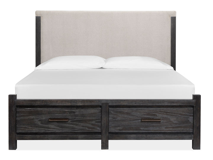 Plum Creek Ravenwood Black California King Upholstered Panel Storage Bed - B5990-75A