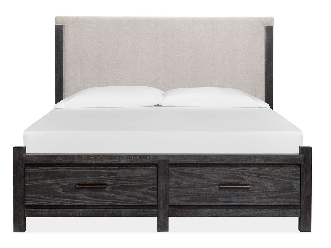 Plum Creek Ravenwood Black King Upholstered Panel Storage Bed - B5990-65A