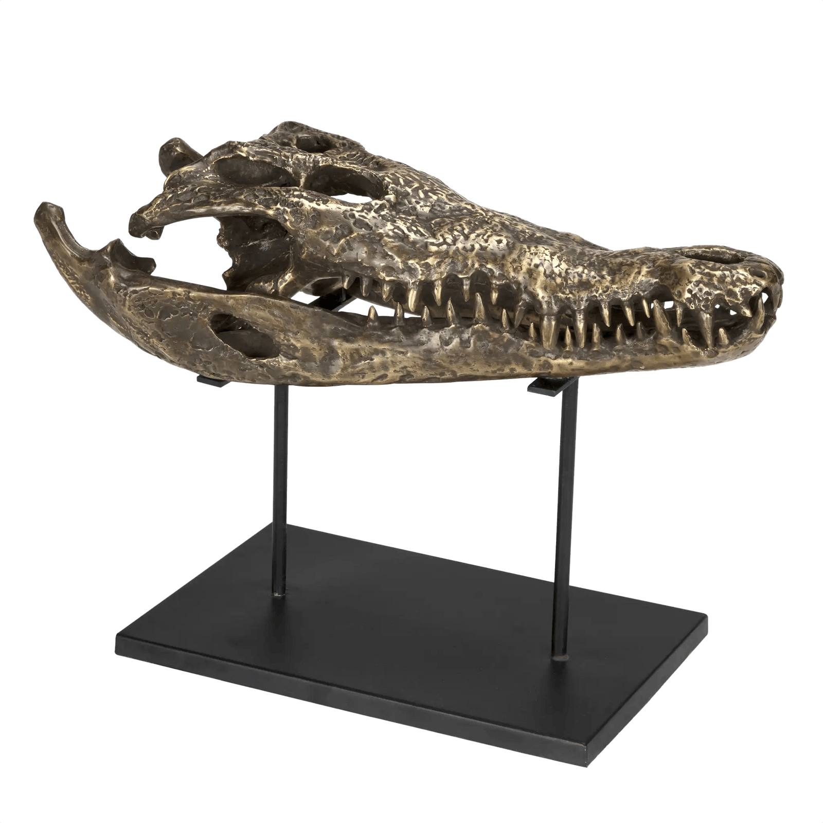 Noir Brass Alligator On Stand, Large DECORATIVE OBJECTS