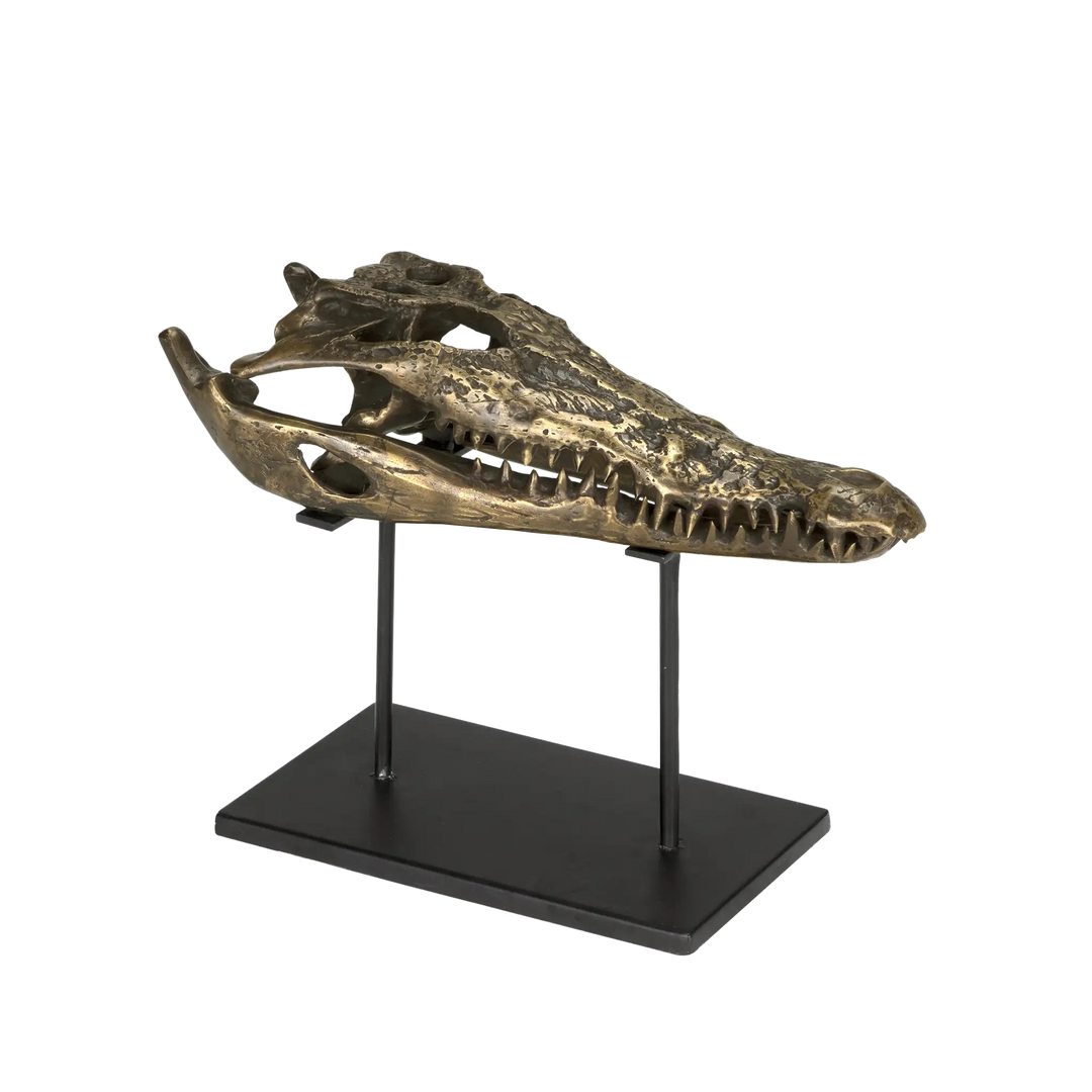 American Home Furniture | Noir - Brass Alligator On Stand, Medium