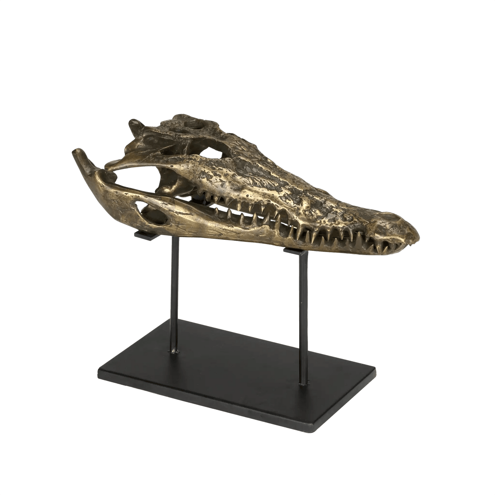 Noir Brass Alligator On Stand, Medium DECORATIVE OBJECTS