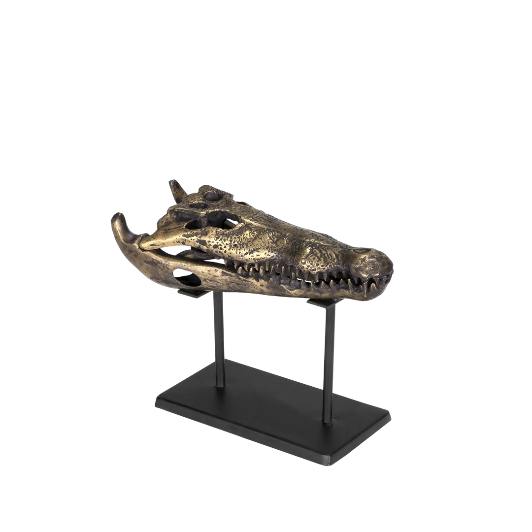 American Home Furniture | Noir - Brass Alligator On Stand, Small